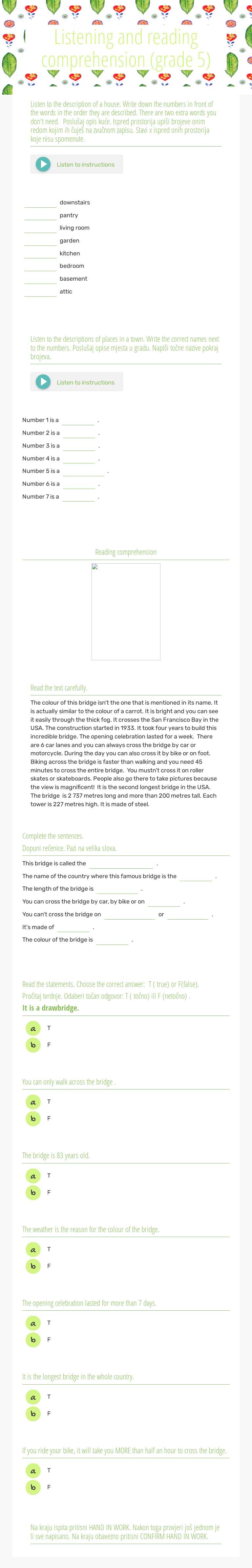 Listening and reading comprehension
(grade 5) Grade 5 worksheet preview