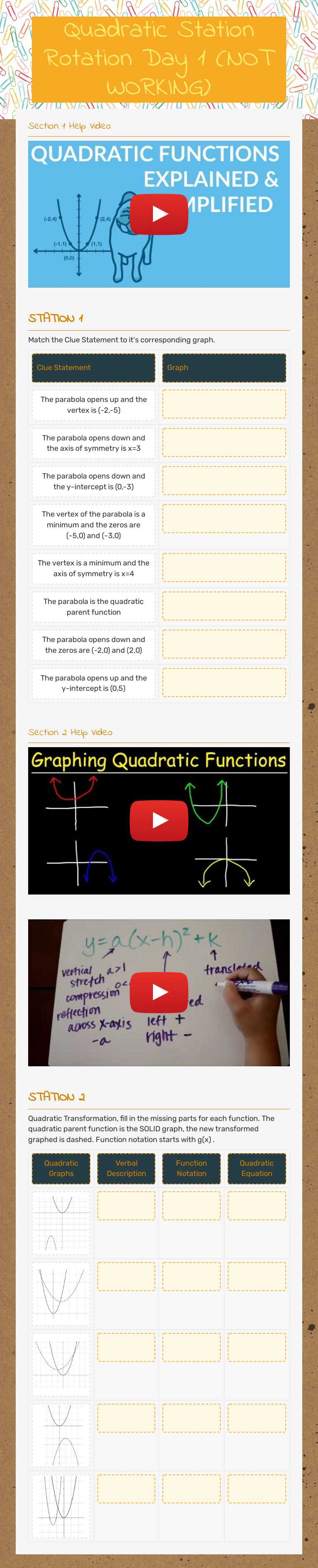 Quadratic Station Rotation Day 1 (NOT WORKING) worksheet preview