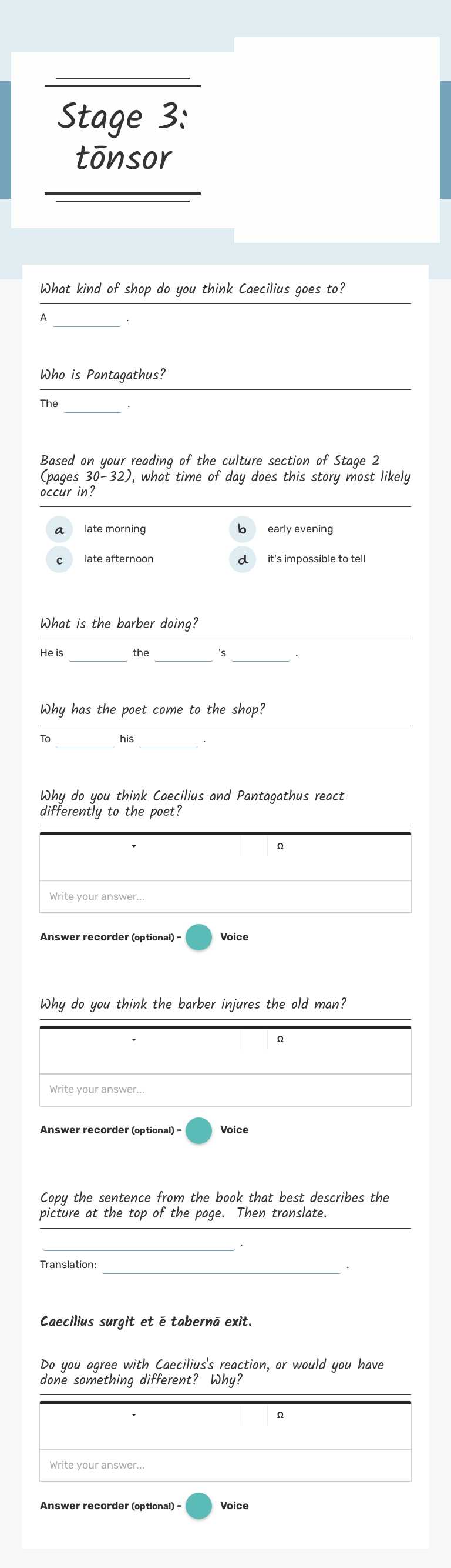 Stage 3: tōnsor worksheet preview image