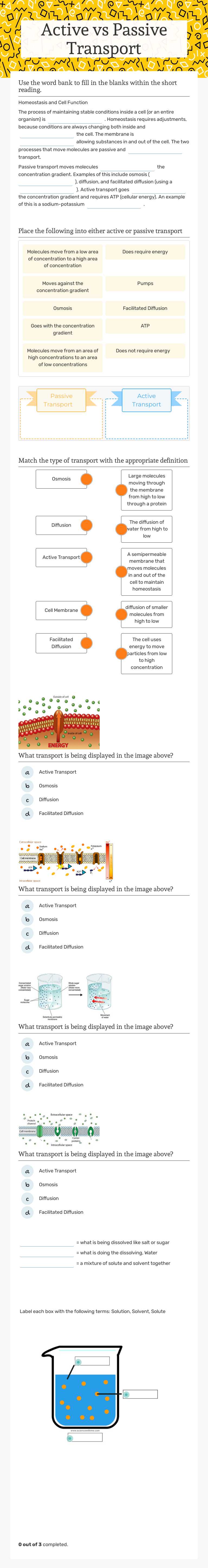 Active vs Passive Transport by Iram Farooq | Interactive Worksheet ...