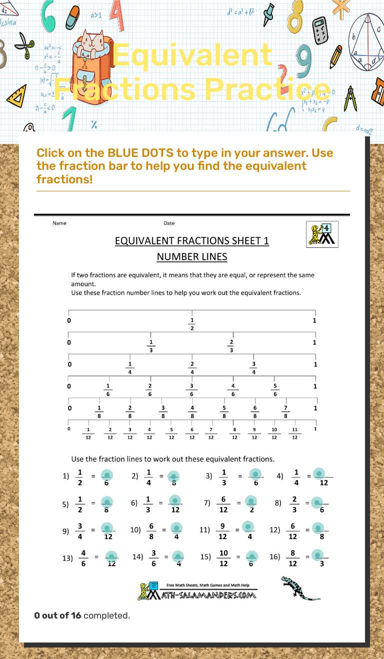 Equivalent Fractions Practice worksheet preview image