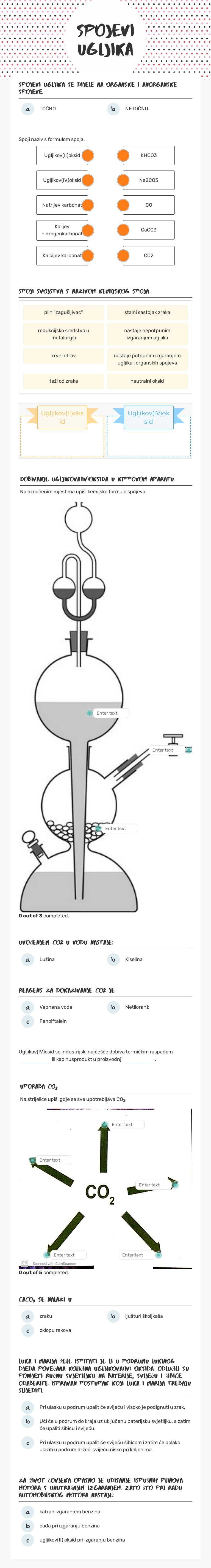 Spojevi ugljika worksheet preview image