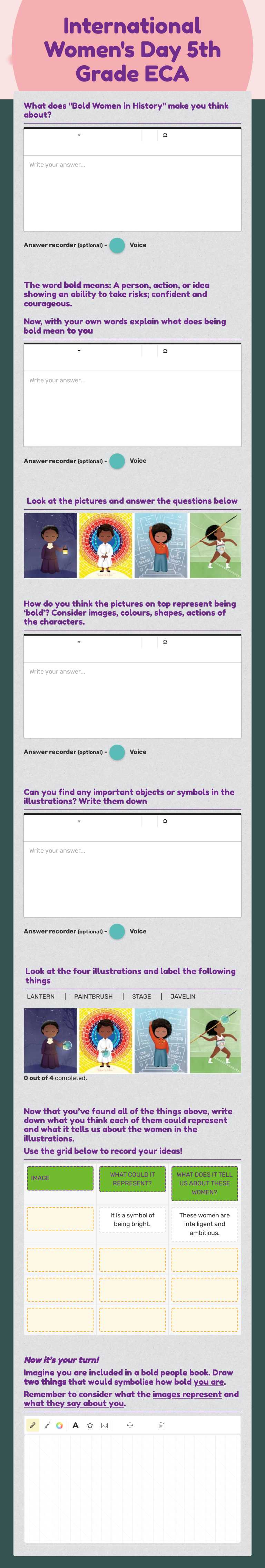 International 
   Women's Day   5th Grade ECA worksheet preview image