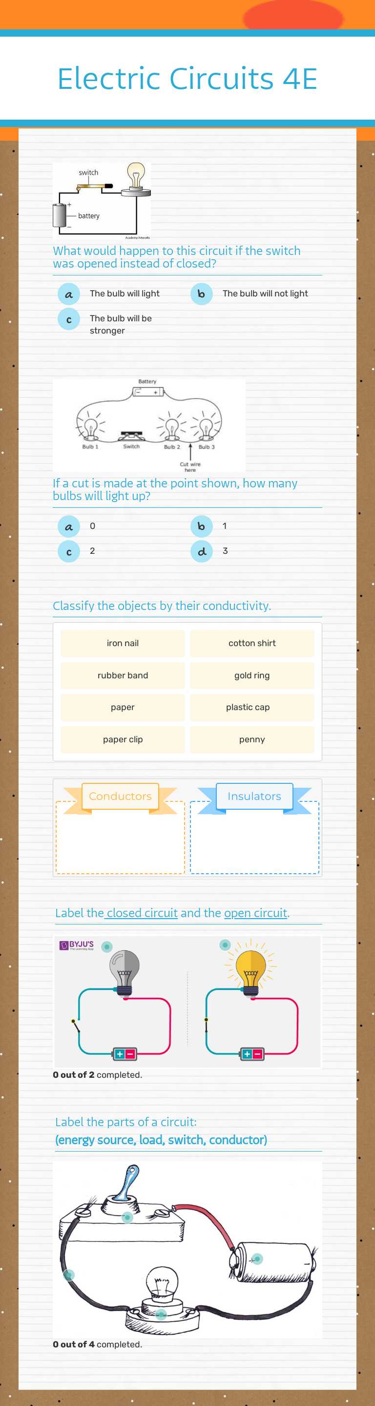 Electric Circuits 4E worksheet preview image