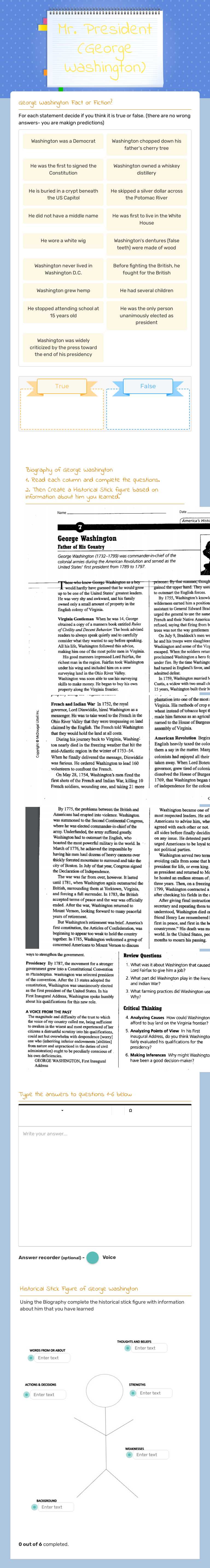 Mr. President (George Washington) worksheet preview image