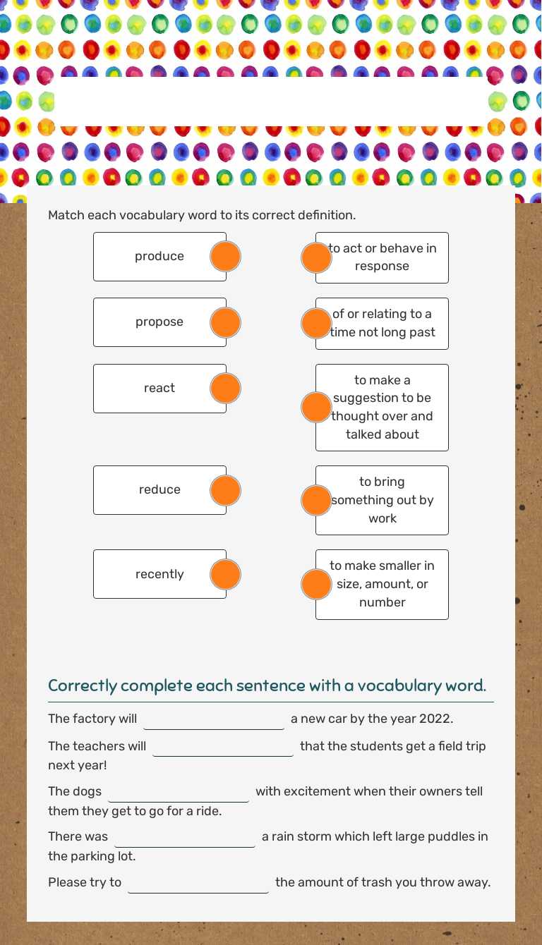 Vocabulary List 10 Grade 4 worksheet preview