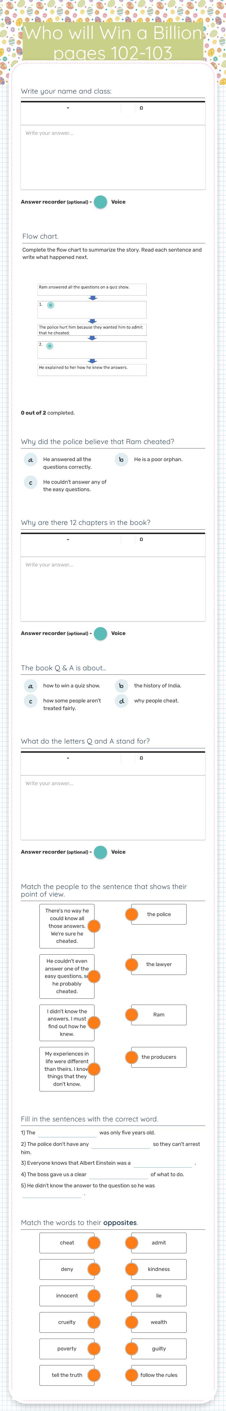 Who will Win a Billion pages 102-103 worksheet preview image