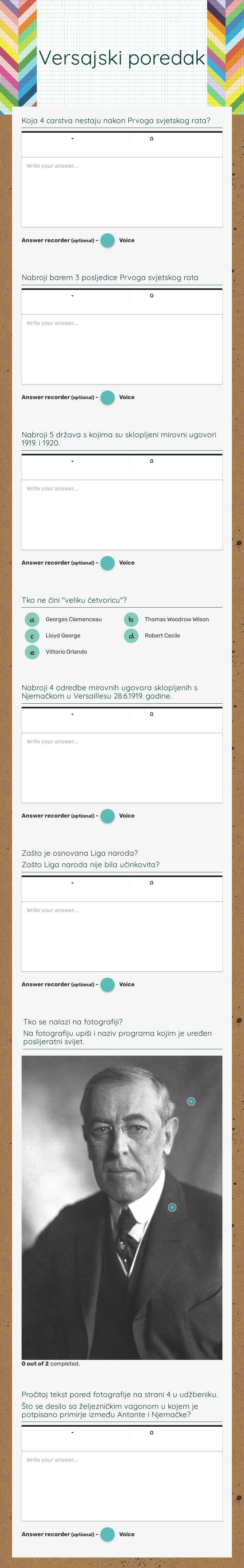 Versajski poredak worksheet preview image