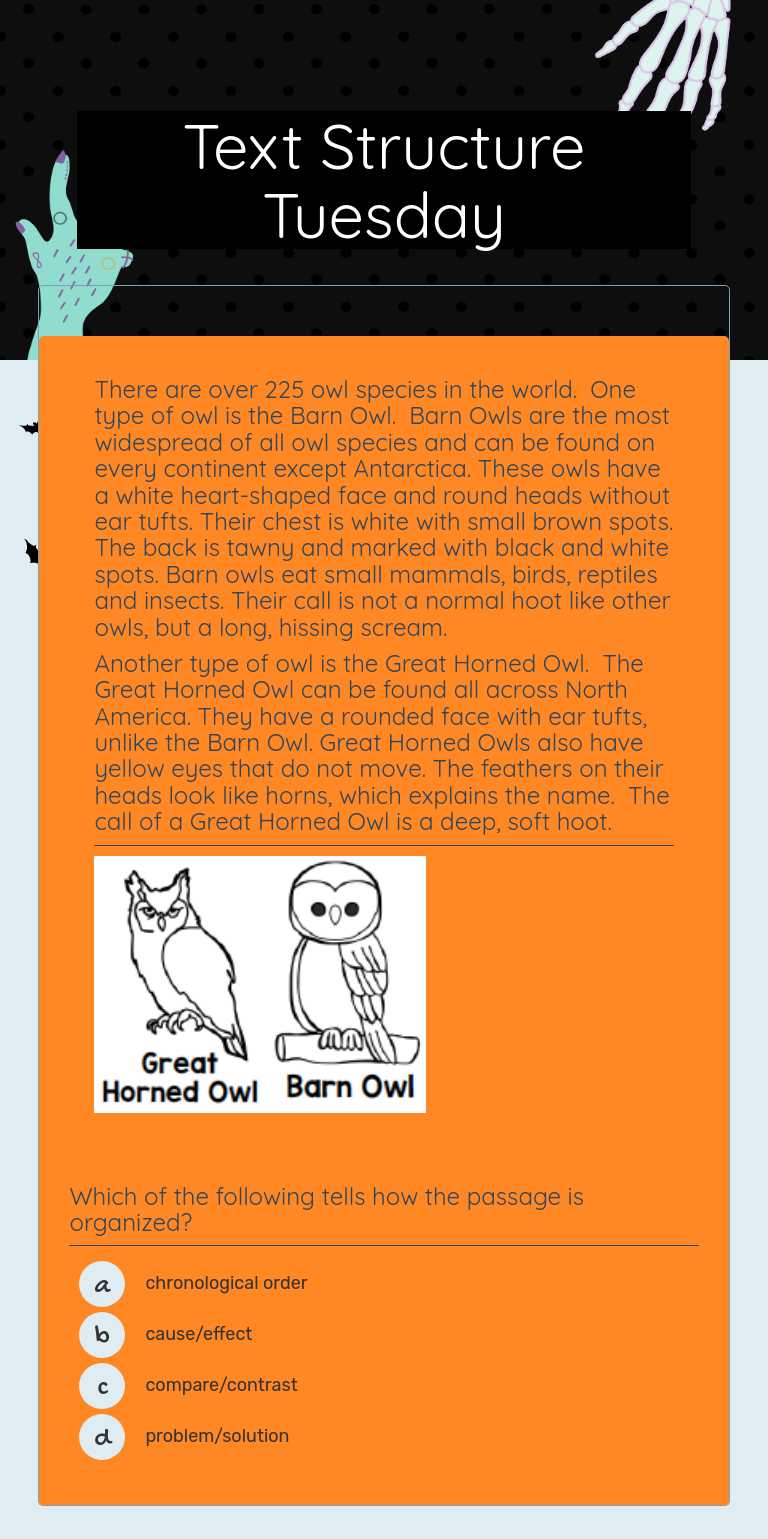 Text Structure Tuesday Grade 4 worksheet preview