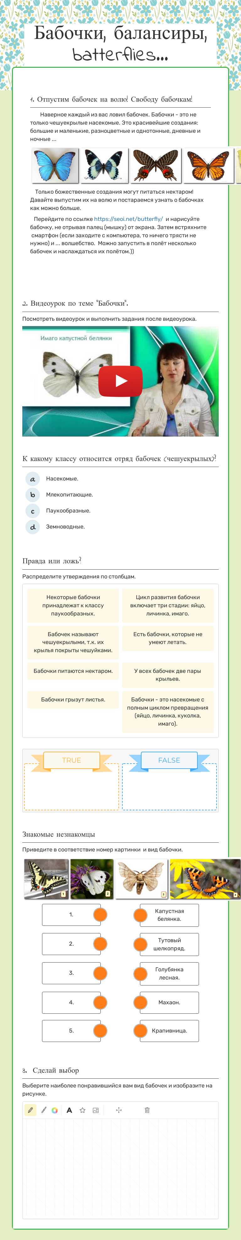 Бабочки, балансиры, batterflies... worksheet preview image