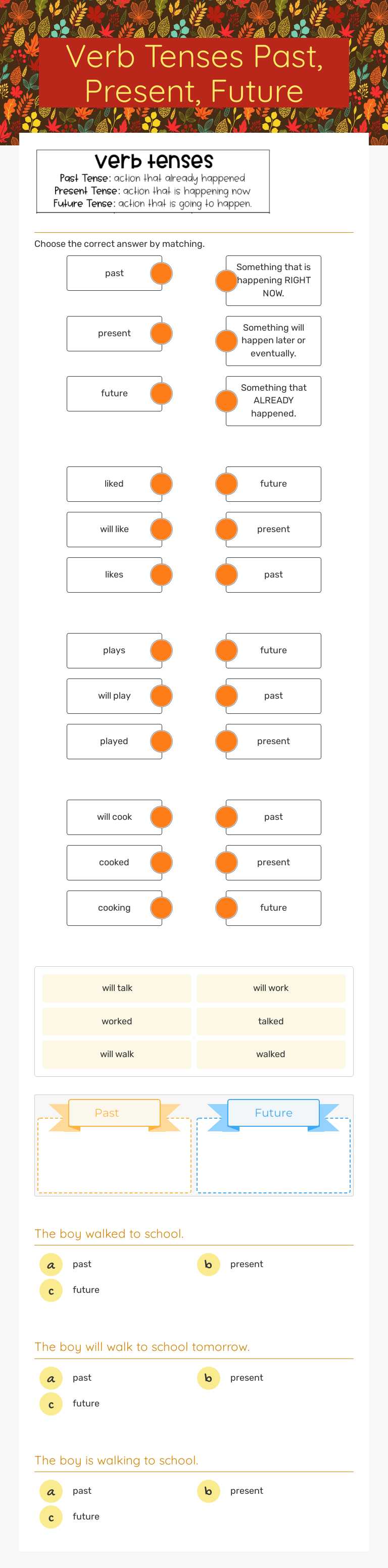 Verb Tenses
Past, Present, Future worksheet preview image