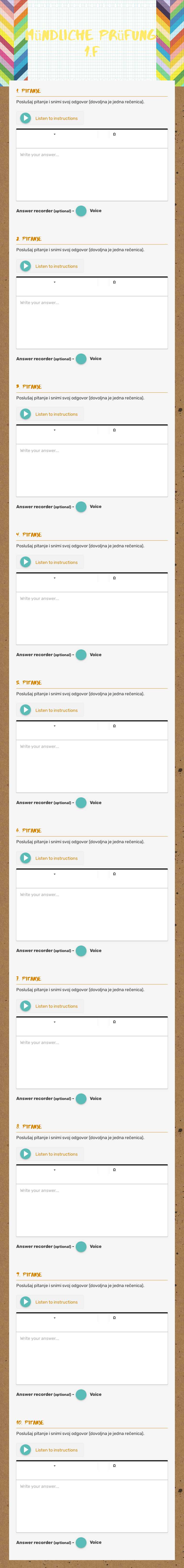 Mündliche prüfung: 1.F worksheet preview image