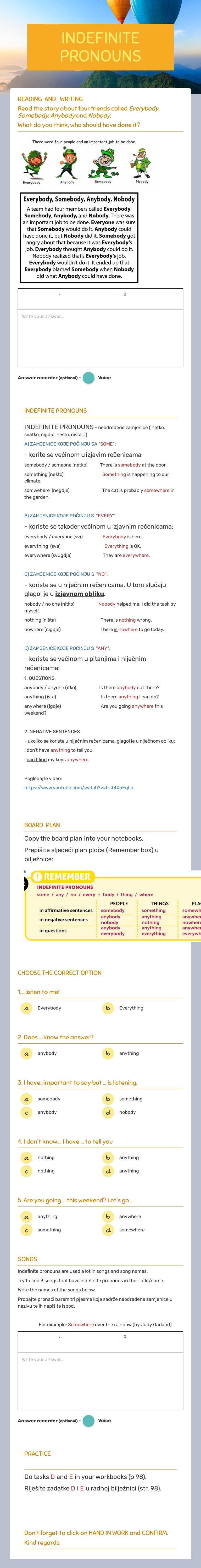 INDEFINITE PRONOUNS worksheet preview image