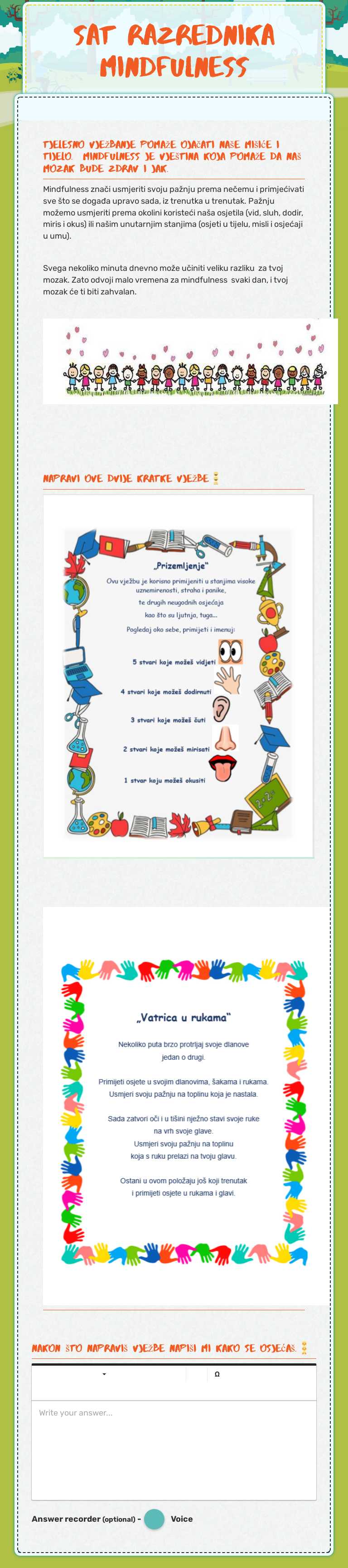 sat Razrednika mindfulness worksheet preview image