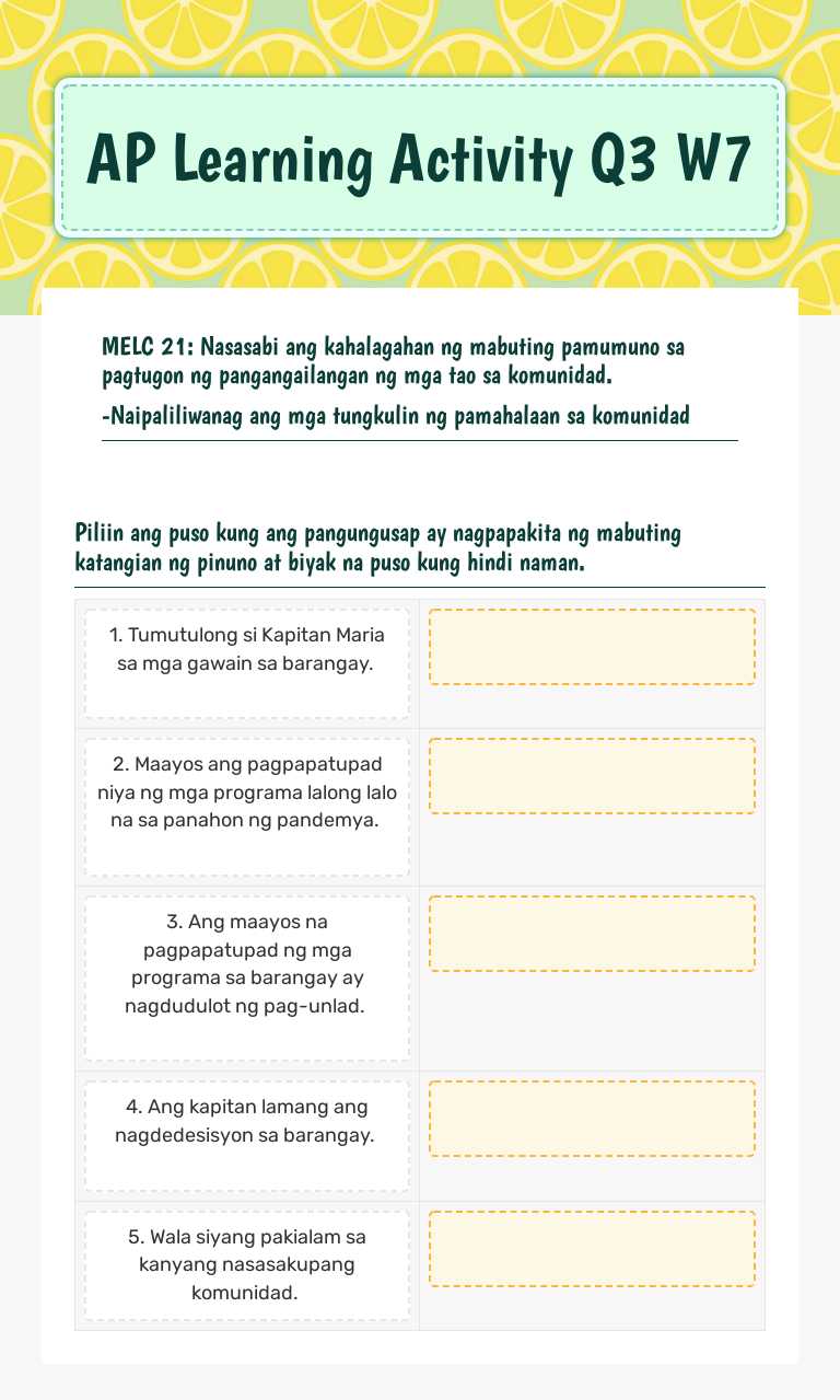 AP Learning Activity Q3 W7 worksheet preview image