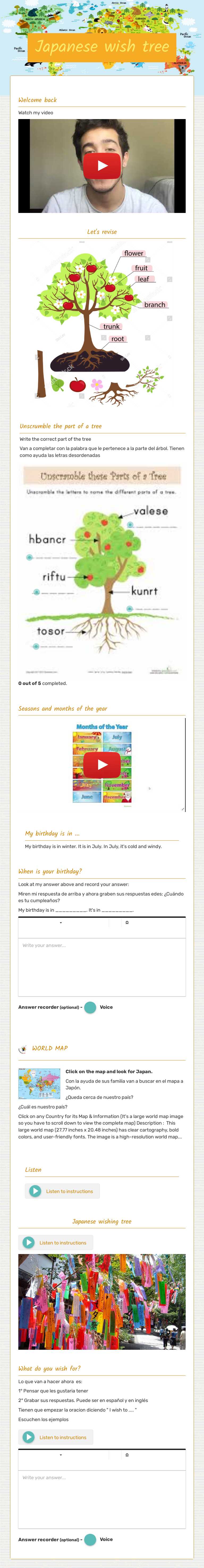 Japanese wish tree worksheet preview image