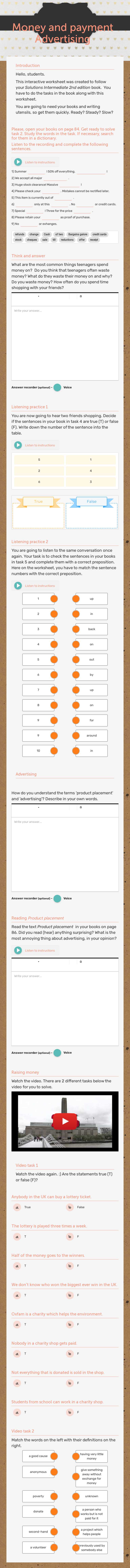 Money and payment
Advertising worksheet preview image
