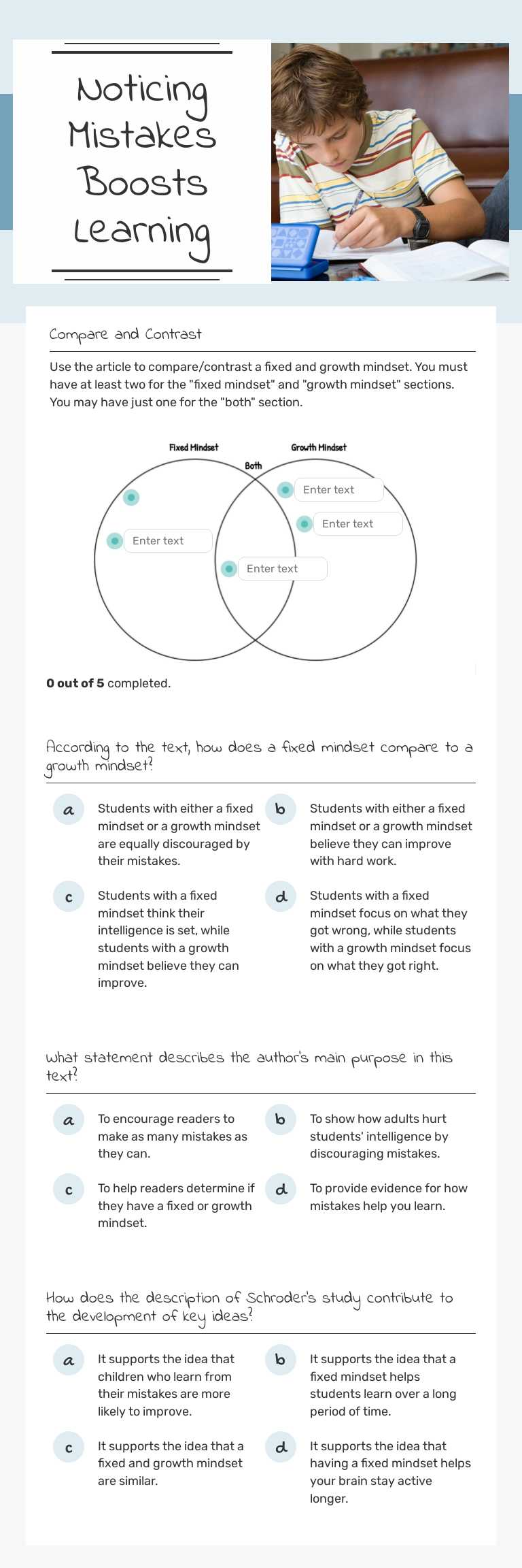 Noticing Mistakes Boosts Learning worksheet preview image