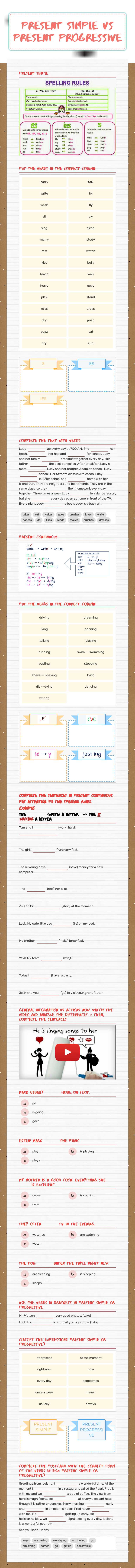 present Simple vs 
Present Progressive worksheet preview image