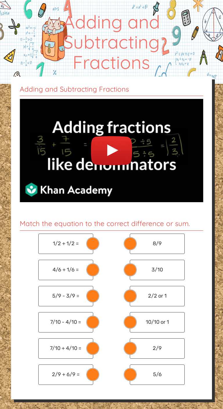 Adding and Subtracting Fractions worksheet preview image