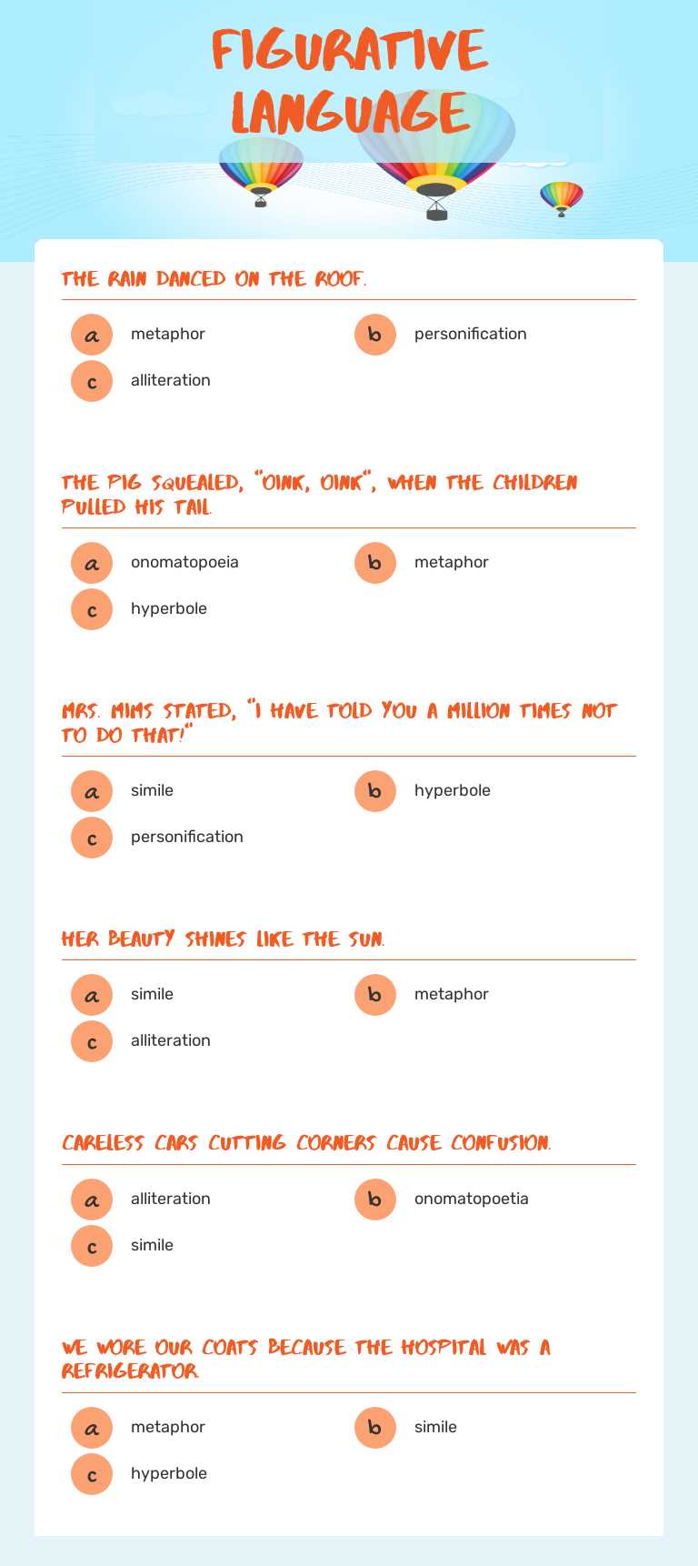 Figurative LanguAGE worksheet preview image