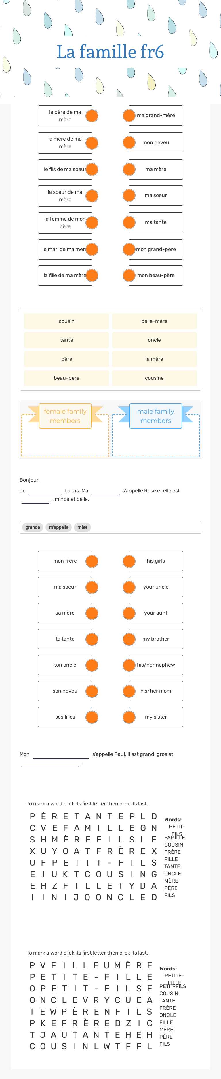 La famille fr6 worksheet preview image