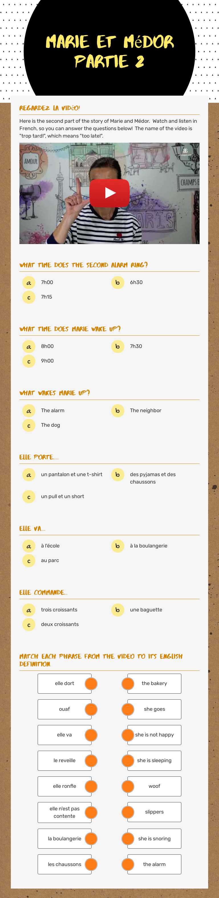 Marie et Médor partie 2 worksheet preview image