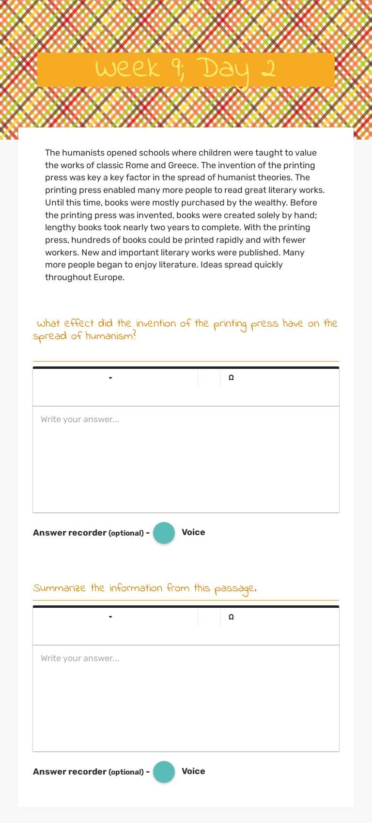 Week 9; Day 2 Grade 8 worksheet preview