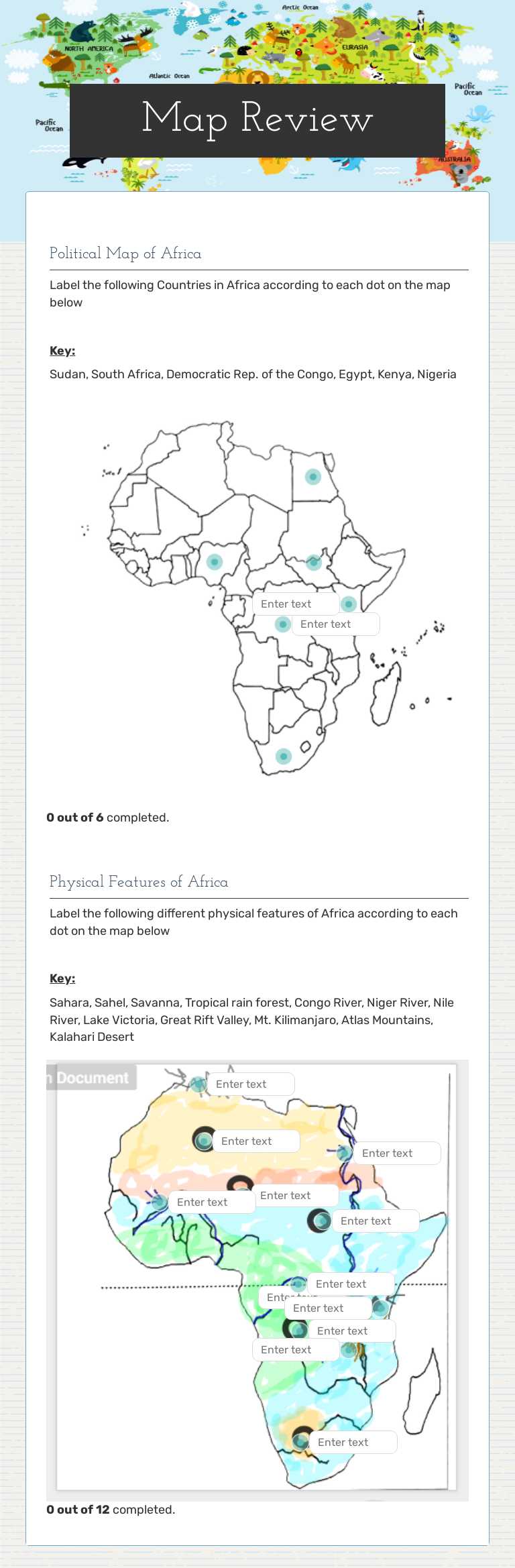 Map Review worksheet preview image