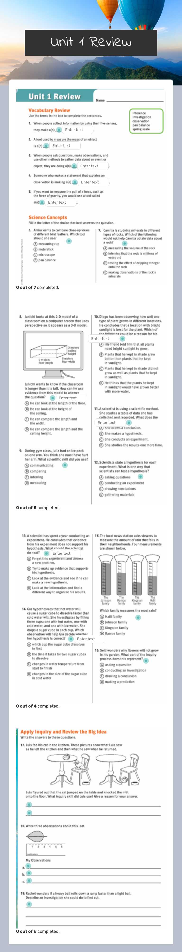 Unit 1 Review Grade 4 worksheet preview
