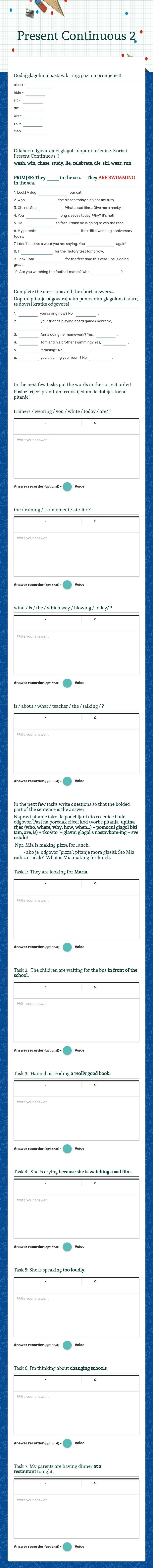 Present Continuous 2 worksheet preview image