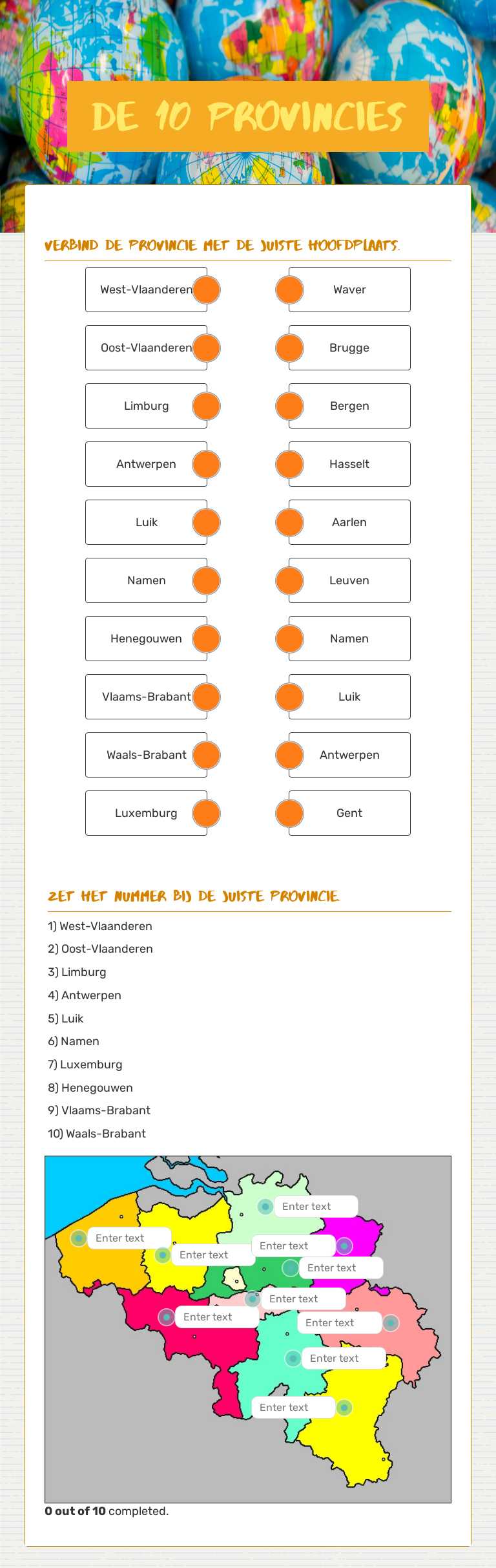 De 10 provincies worksheet preview image