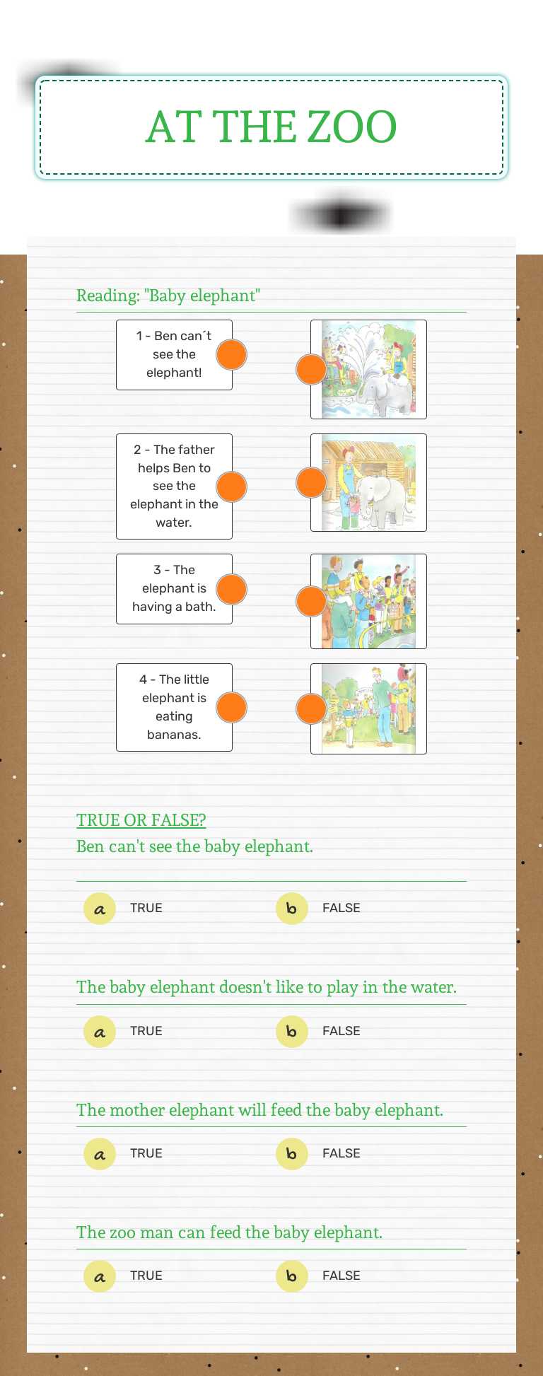 AT THE ZOO worksheet preview image