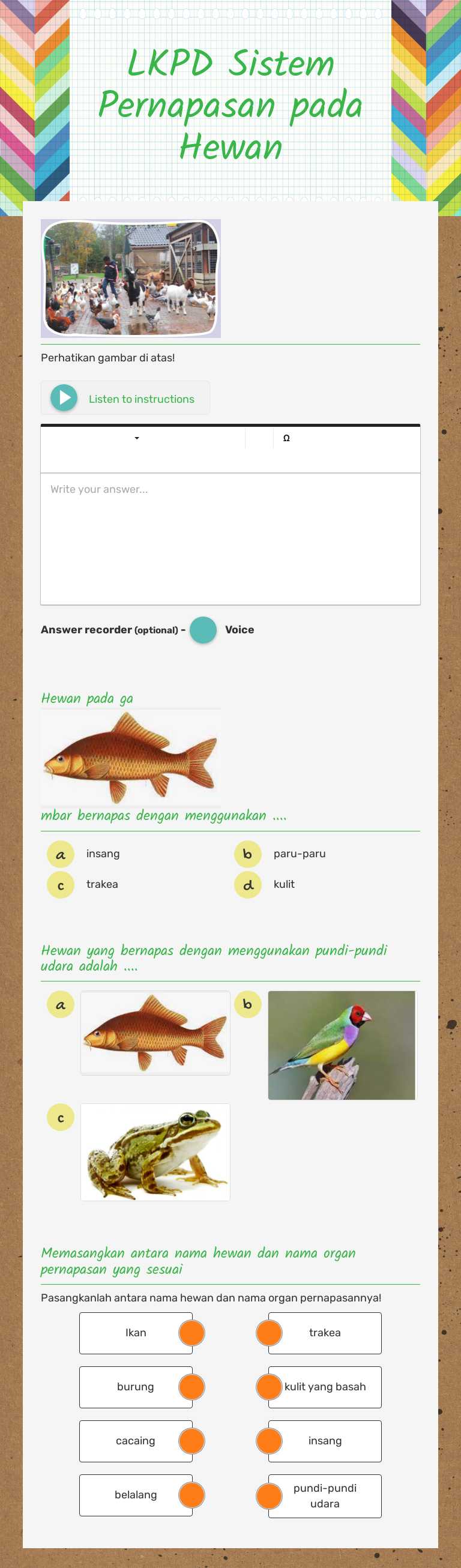 LKPD Sistem Pernapasan pada Hewan worksheet preview image
