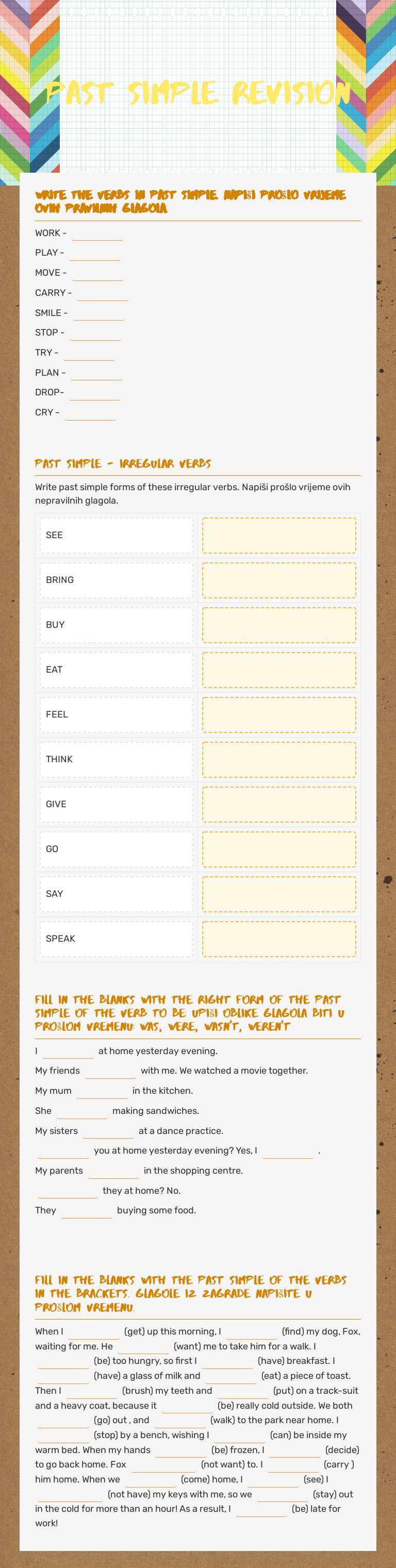 past simple revision Grade 6 worksheet preview