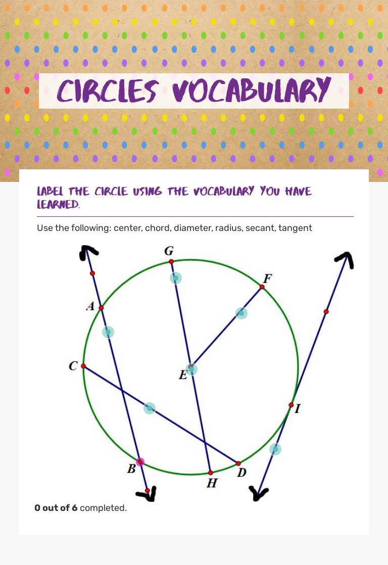 Circles vocabulary Grade 10 worksheet preview