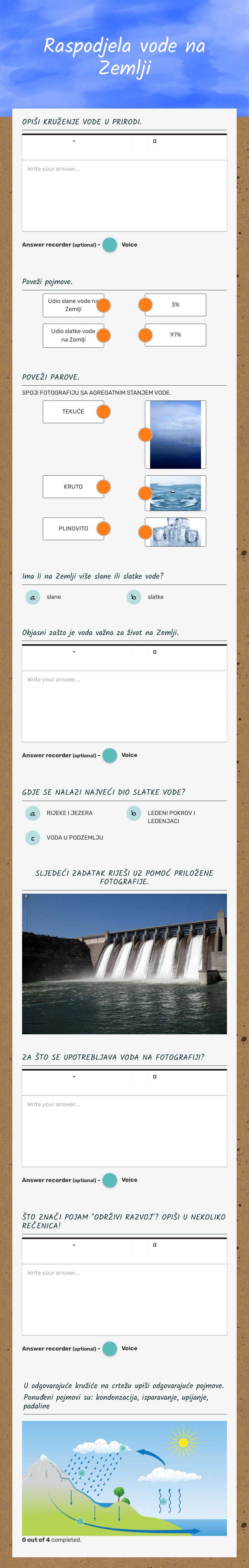 Raspodjela vode na Zemlji worksheet preview image