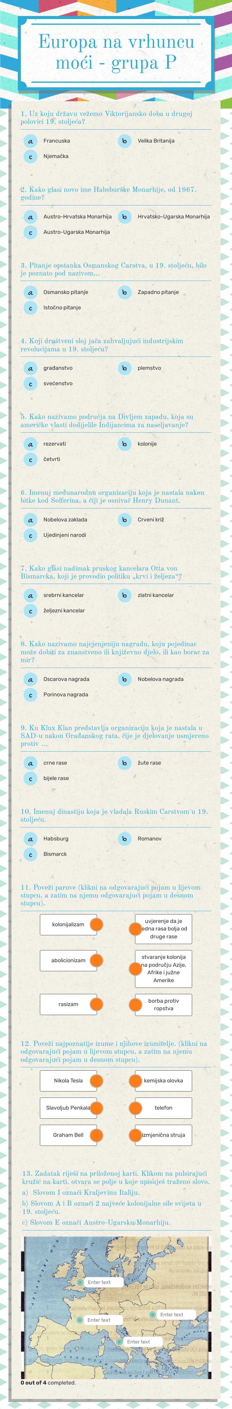 Europa na vrhuncu moći - grupa P worksheet preview image