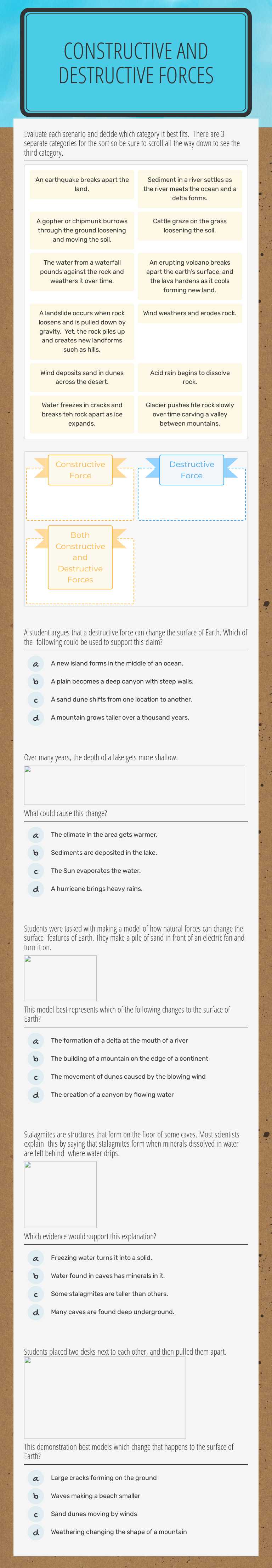 Constructive and Destructive Forces worksheet preview image