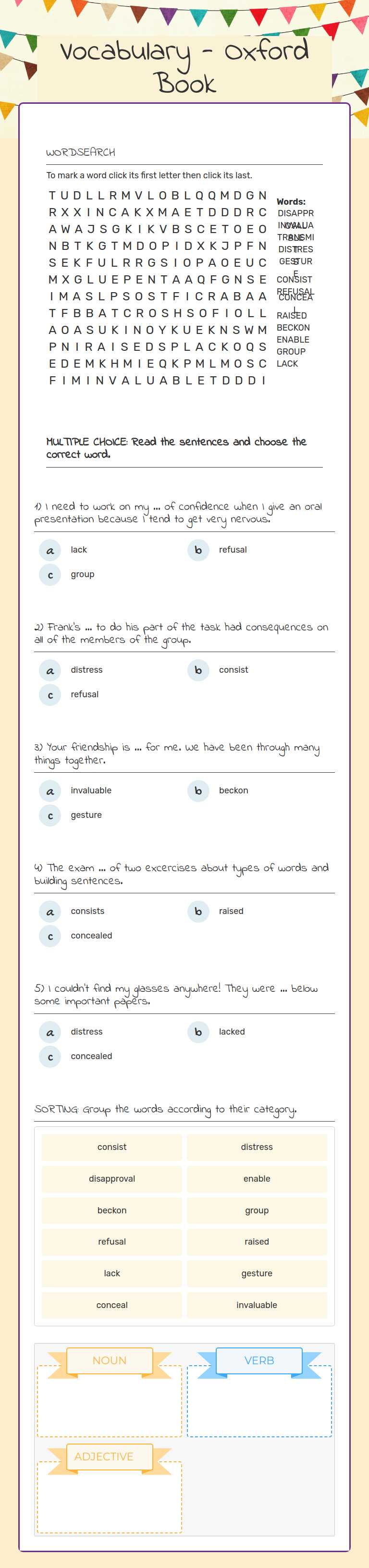 Vocabulary - Oxford Book worksheet preview image