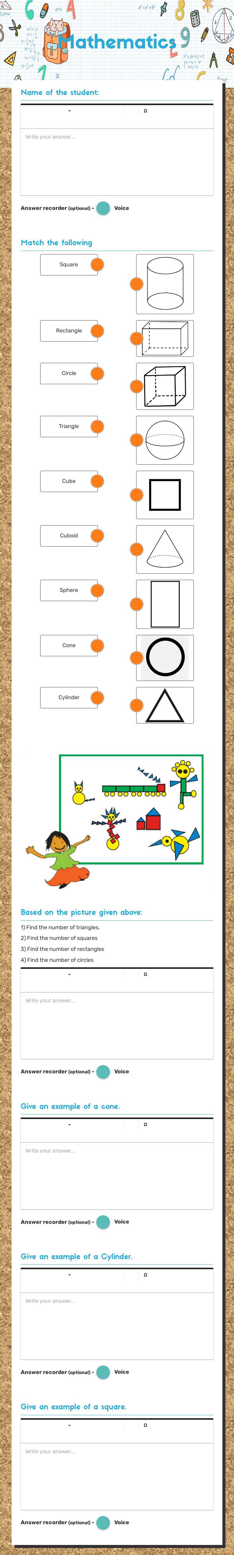 Mathematics worksheet preview image