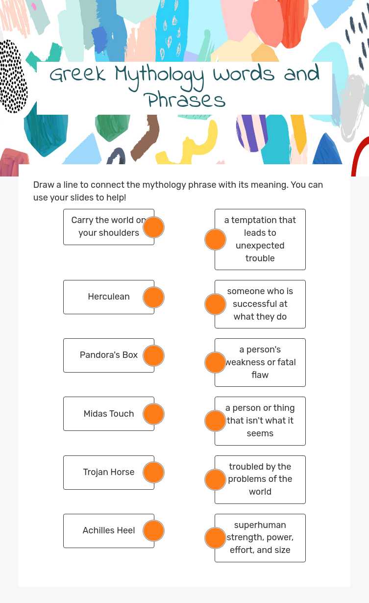 Greek Mythology Words and Phrases Grade 4 worksheet preview
