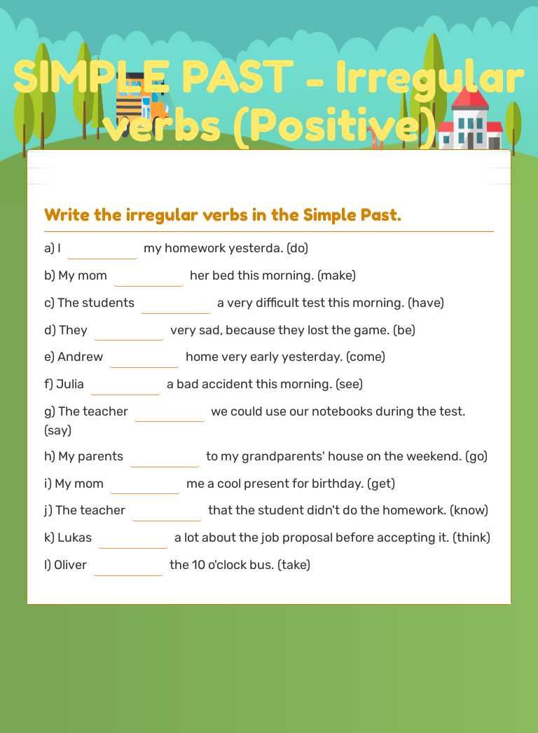 SIMPLE PAST - Irregular verbs (Positive) worksheet preview image