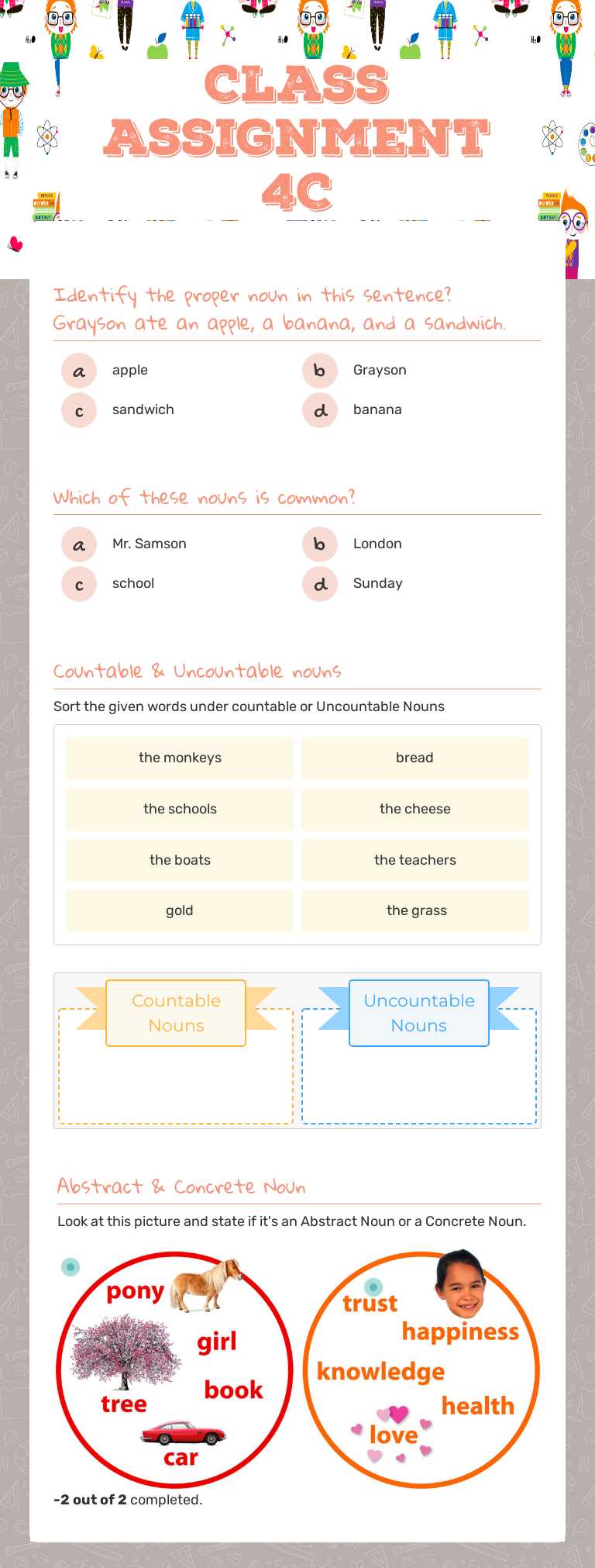 Class Assignment 4C worksheet preview image