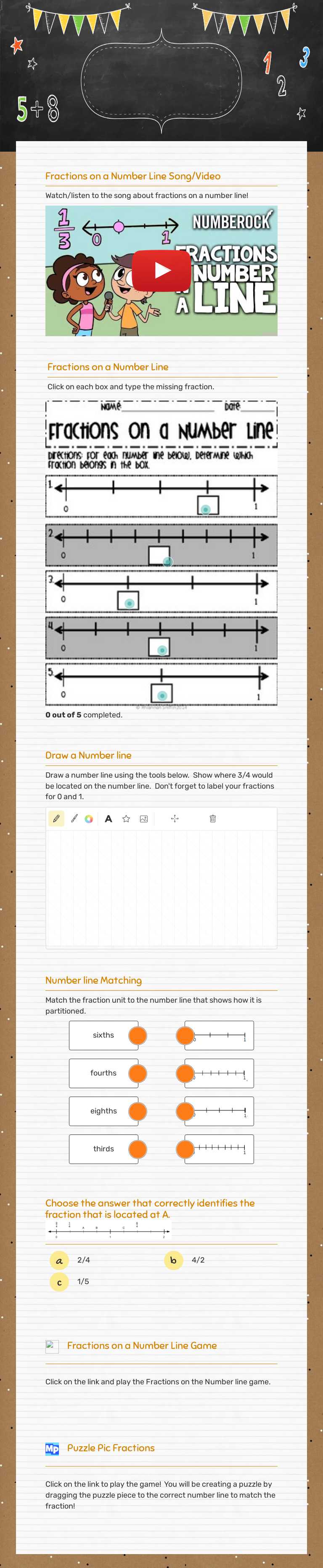 Math Review >> Fractions >> 8/21 worksheet preview image