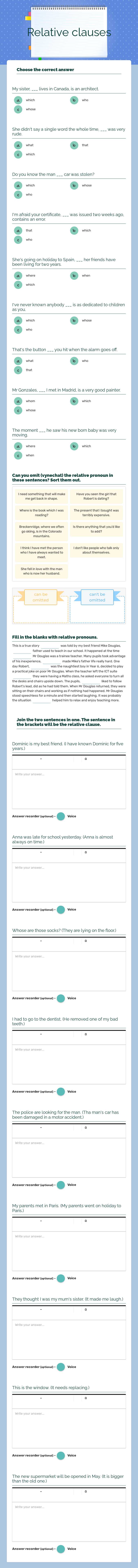 Relative clauses worksheet preview image