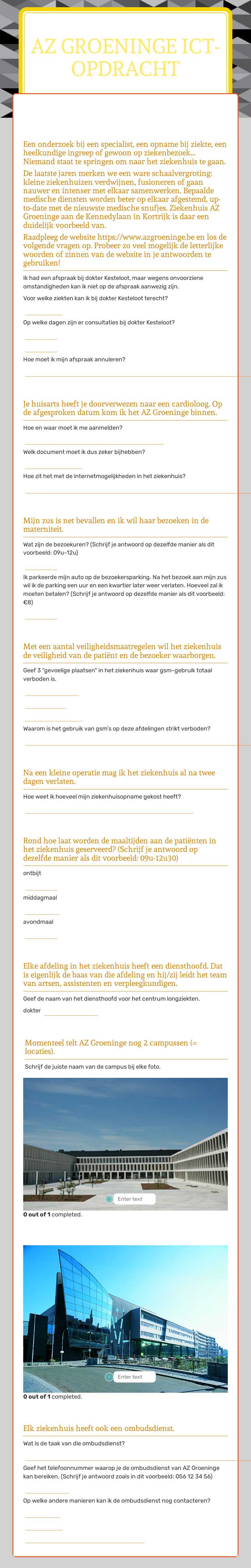 AZ GROENINGE 
ICT-opdracht worksheet preview image
