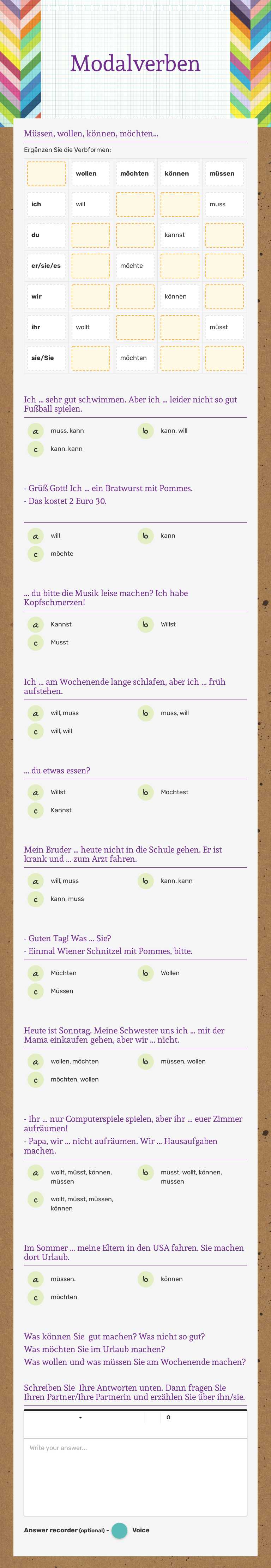 Modalverben worksheet preview image