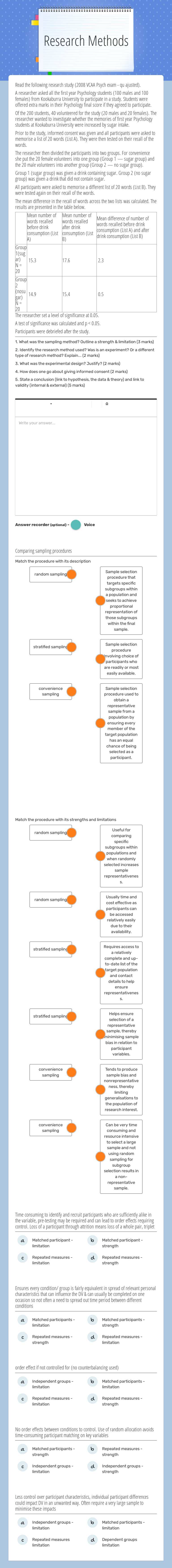Research Methods worksheet preview image
