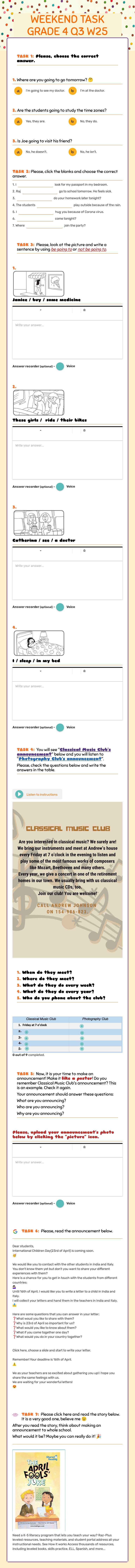 WEEKEND TASK GRADE 4 Q3 W25 worksheet preview image